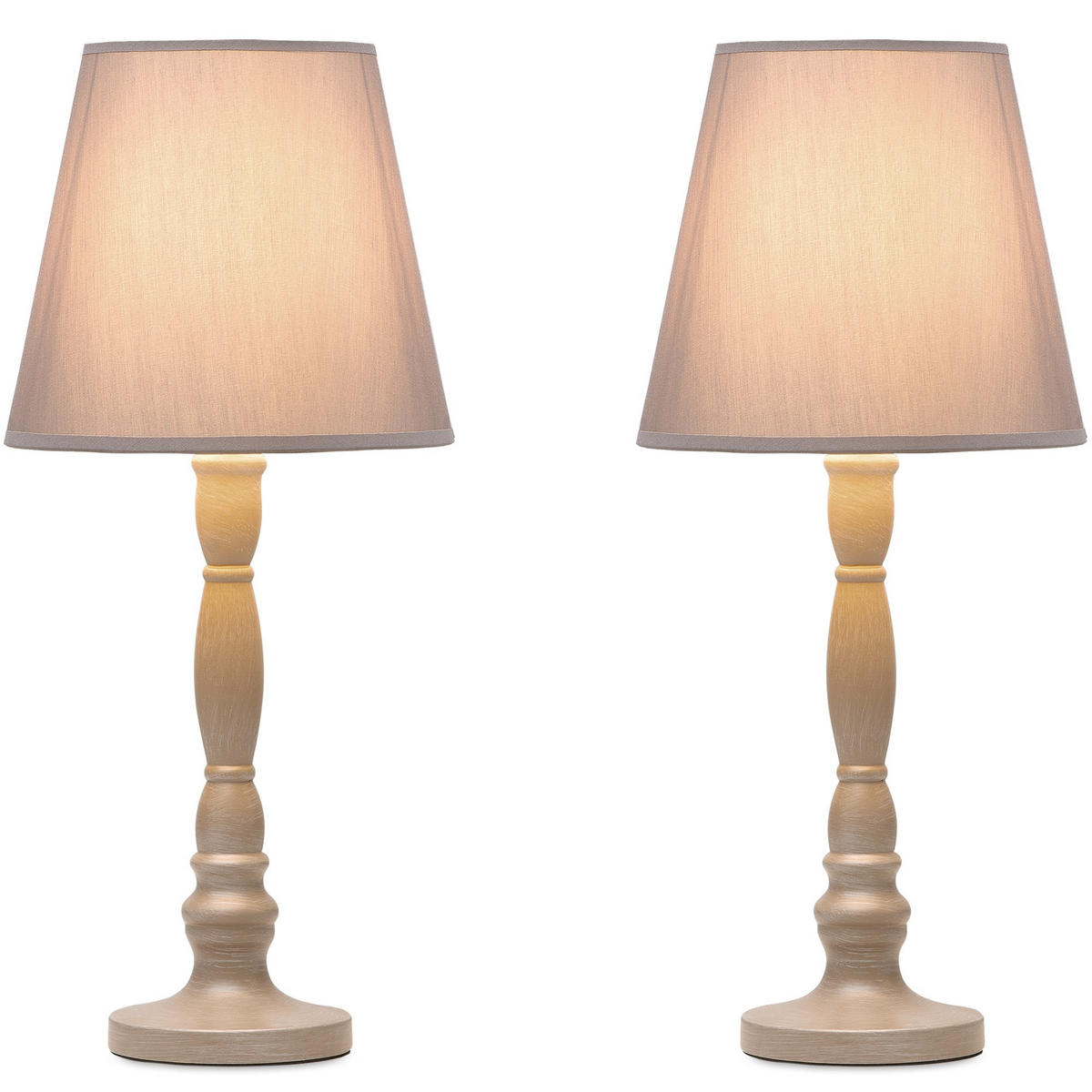TISCHLAMPE GITTA 2-er Set, Beige - Beige, Keramik/Textil (22/22/51cm) - KONSIMO®