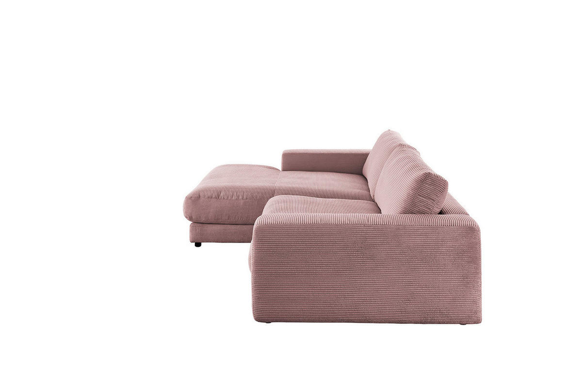 ECKSOFA MADELINE Pink Cord - Pink/Schwarz, Kunststoff/Textil (270/190cm) - KAWOLA