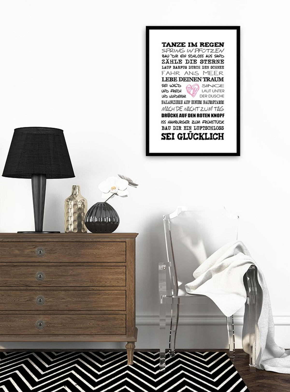 BILD mit Rahmen 51x71 cm Spruch: Motivation - Weiß, Holz (51/71cm) - artissimo