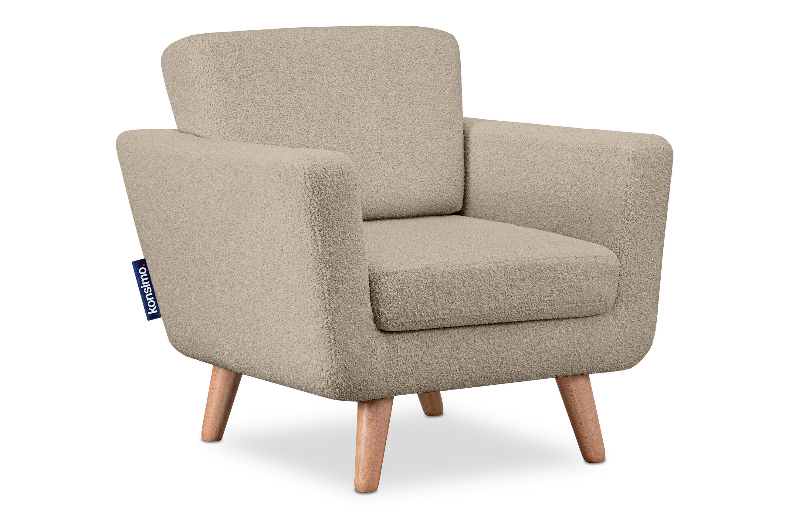 SESSEL TAGIO Massivholz-Beine, braun - Braun, Buchenholz/Textil (86/80/88cm) - KONSIMO®