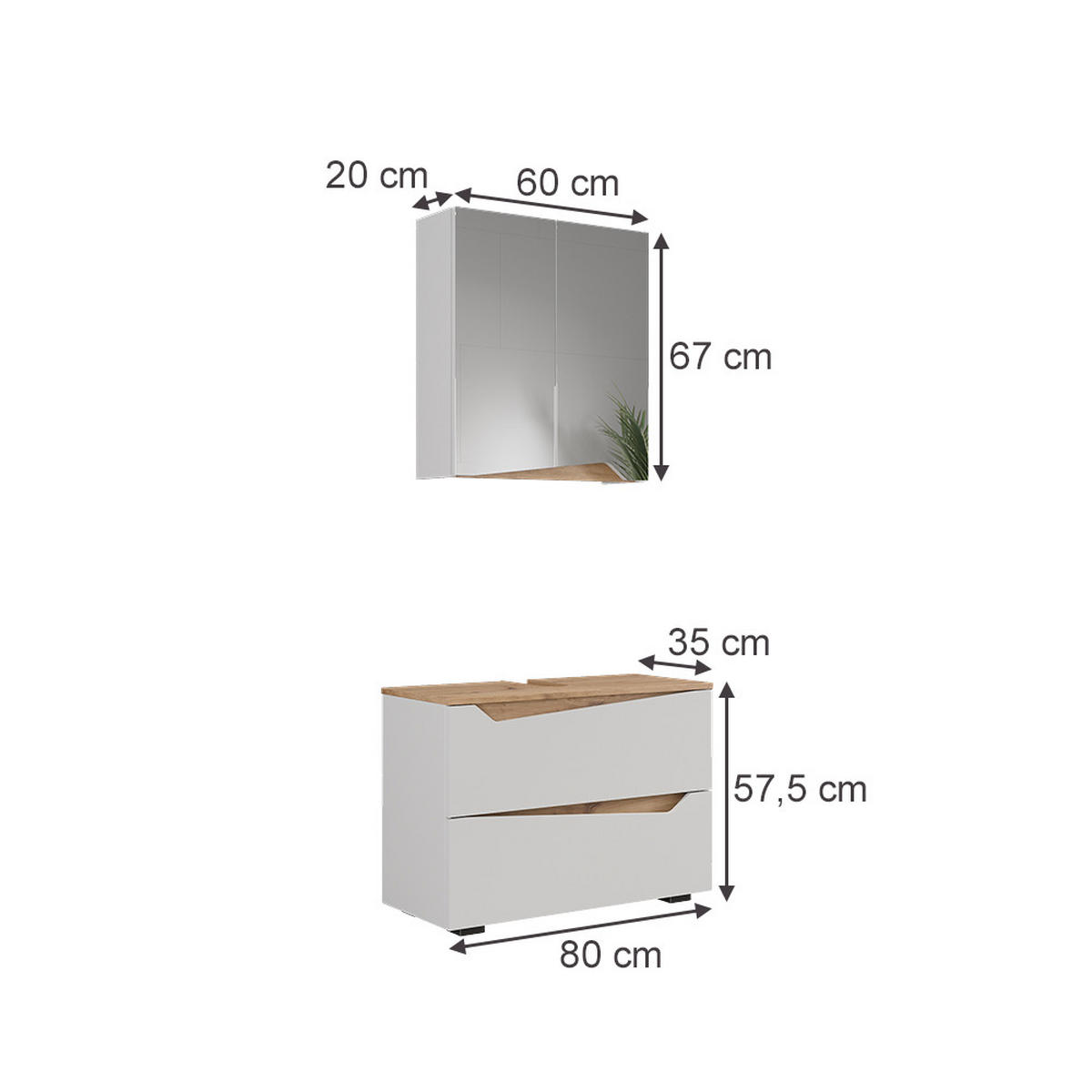 KOUPELNOVÝ NÁBYTEK Marelle Bílá/Artisan - bílá/dub artisan, kompozitní dřevo (80/57.5/35cm) - Vicco