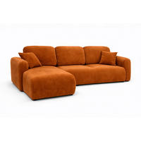 ECKSOFA Mit Schlaffunktion Und Bettkasten, Sofa L-Form Bingo L, Veloursstoff Salvador, Braun, Links - Braun, Holz (250/142cm) - Kaiser Möbel