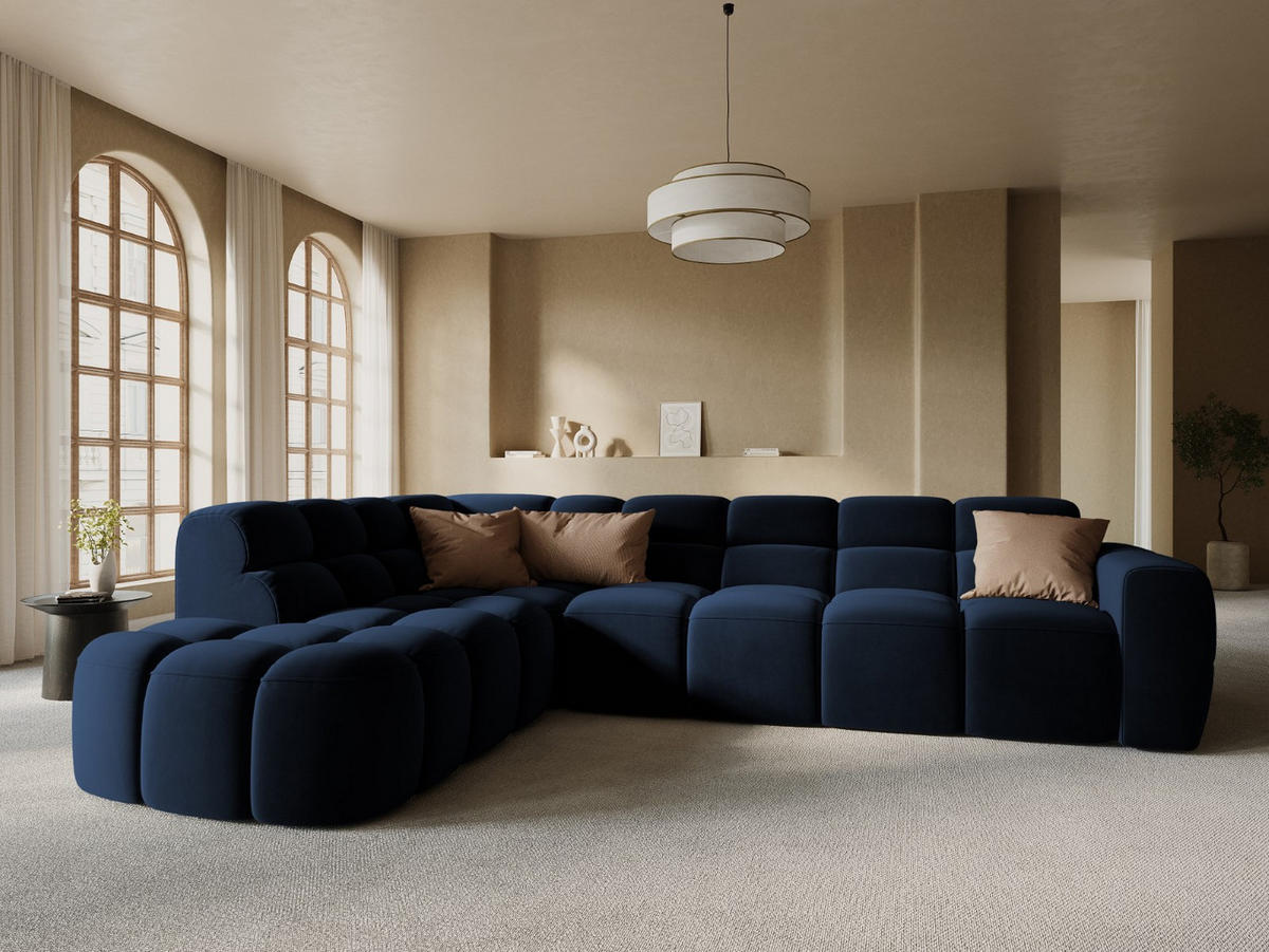ECKSOFA links Lisa aus Samt königsblau 5 Sitzplätze - Dunkelblau, Textil (234/293cm) - Micadoni