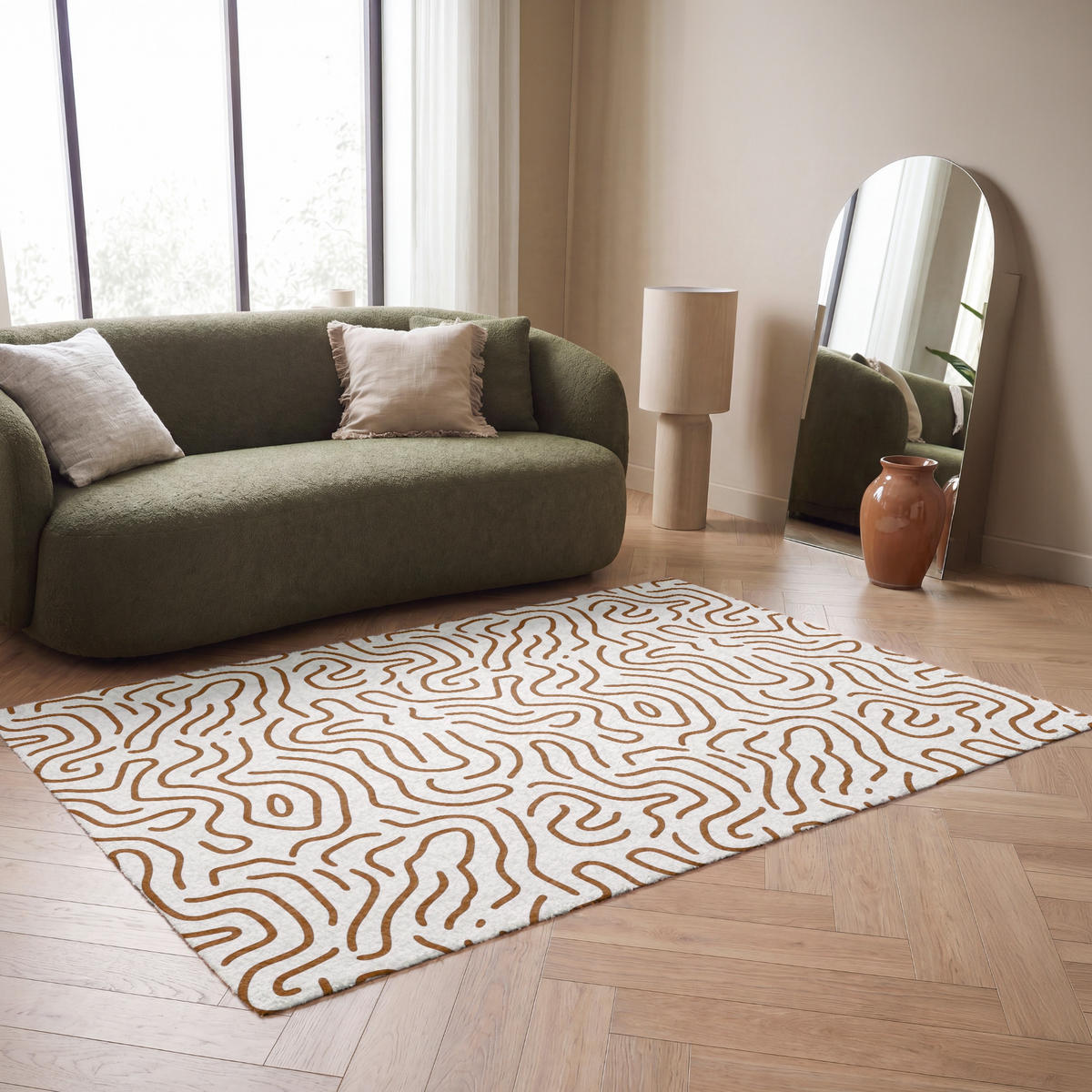 KOBERCE - Minimalistický - Vzor - Terakota - 180x120 cm - hnedá, textil/plast (180/0.4cm) - OnlyWow
