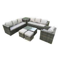 GARTENMÖBELSET mit 2 Kleinen Hockern 9-Sitzer - Dunkelgrau, Metall - Fimous