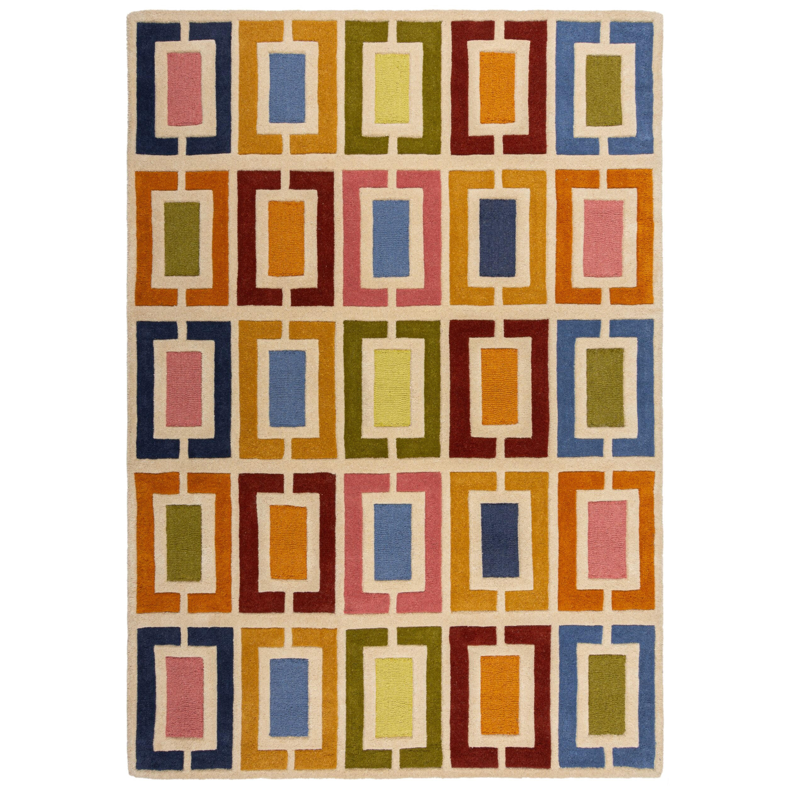 WOLLTEPPICH Geometrisch, Retro-Stil, Wohnzimmer Multicolor-Orange Rechteckig 160x230 - Multicolor, Textil (160/230cm) - KADIMA DESIGN