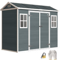 GERÄTEHAUS DE-08158 mit 2 Fenstern & Doppeltür Holzoptik - Grau, Kunststoff (131/201/244cm) - ComfortXL