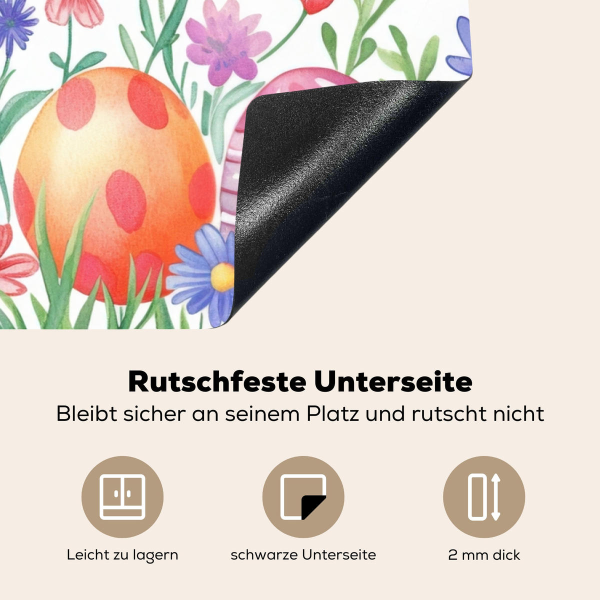 HERDABDECKPLATTE Blumengarten - Bunt - Eier Induktionsschutz 91.6x52.7 cm - Weiß, Kunststoff (91.6/52.7/0.2cm) - MuchoWow