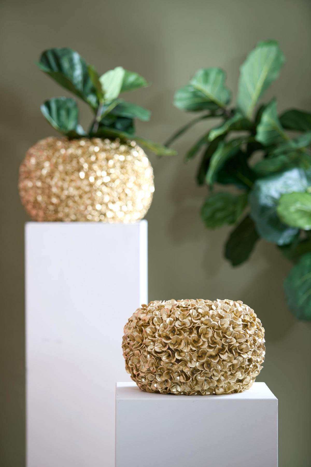 VASE Phylia Gold Ø38/23 cm - Goldfarben, Kunststoff (23cm) - Light & Living