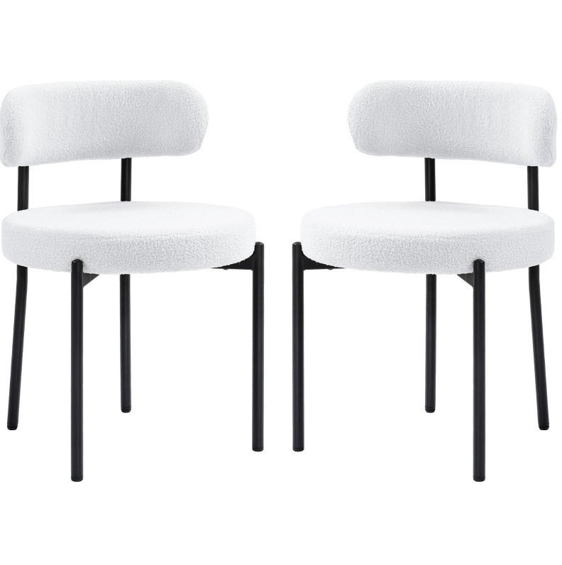 ESSZIMMERSTUHL 2er-Set gepolstert 51 x 51 x 76 cm Polyester Cream White - Weiß, Metall (51/76/51cm) - Meubliv