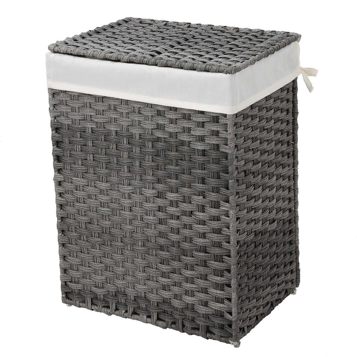 WÄSCHEKORB AUS POLYRATTAN - Grau, Kunststoff (33/60/46cm) - Hansiro