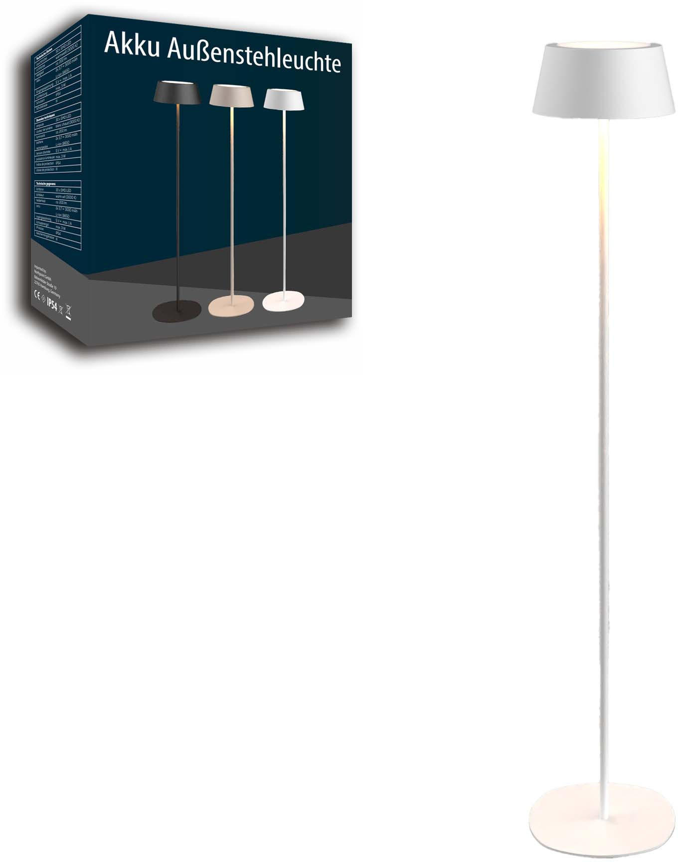 LED-STEHLEUCHTE 23cm Höhe bis zu 120cm Metall weiß - Weiß, Metall (23/23/120cm) - Northpoint