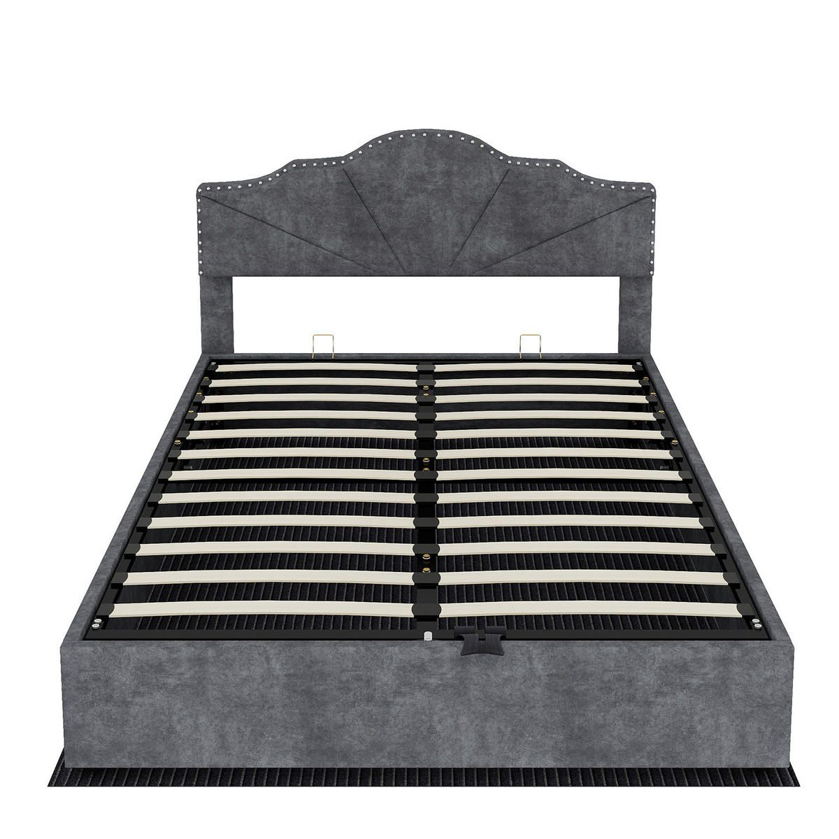STAURAUMBETT 140/200 cm DE-32959 mit Pneumatik-Stauraum und Matratze Grau - Grau, Metall (140/200cm) - ComfortXL