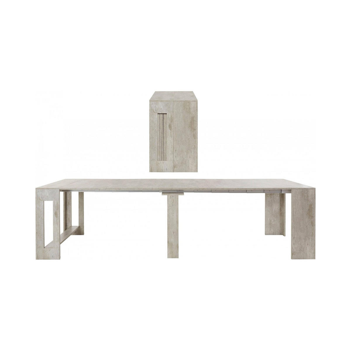 AUSZIEHBARER TISCH Holz-Effekt Zement 90/300/77 cm - Grau, Holzwerkstoff (90/300/77cm) - DMORA