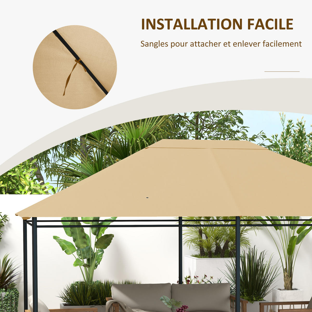 ERSATZDACH DE-12608 300/400 cm 180 g/m² mit Belüftung Beige - Mokka, Textil (297/1/397cm) - ComfortXL