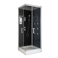 DUSCHKABINE WAVE M - M - Schwarz, Glas (90cm) - Home Deluxe