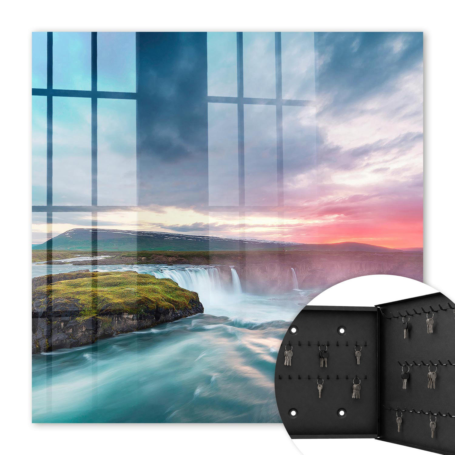 SCHLÜSSELBOX Schwarz 30x30 cm- Türöffnung nach rechts - Die Kraft der Natur - Blau, Metall (30/30/5cm) - TULUP