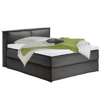BOXSPRINGBETT mit Kopfteil - Premium - Anthrazit, Textil (160/220cm) - home24