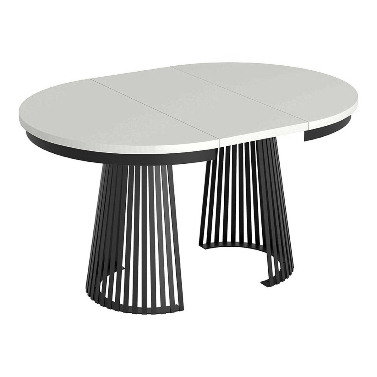 ESSTISCH Garda rund ausziehbar 100-180 x 100 x 76,6 cm Alpinweiß/Schwarz - Schwarz/Weiß, Holzwerkstoff (100/100/76.6cm) - Koseto