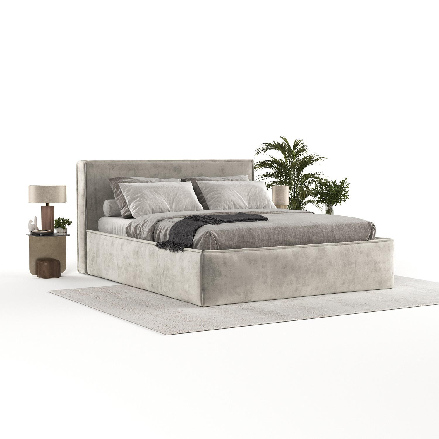 POLSTERBETT Sato mit Stauraum 200/200 cm Beige im Terra NW Stoff - Greige/Schwarz, Holz/Holzwerkstoff (200/200cm) - AltaBeds