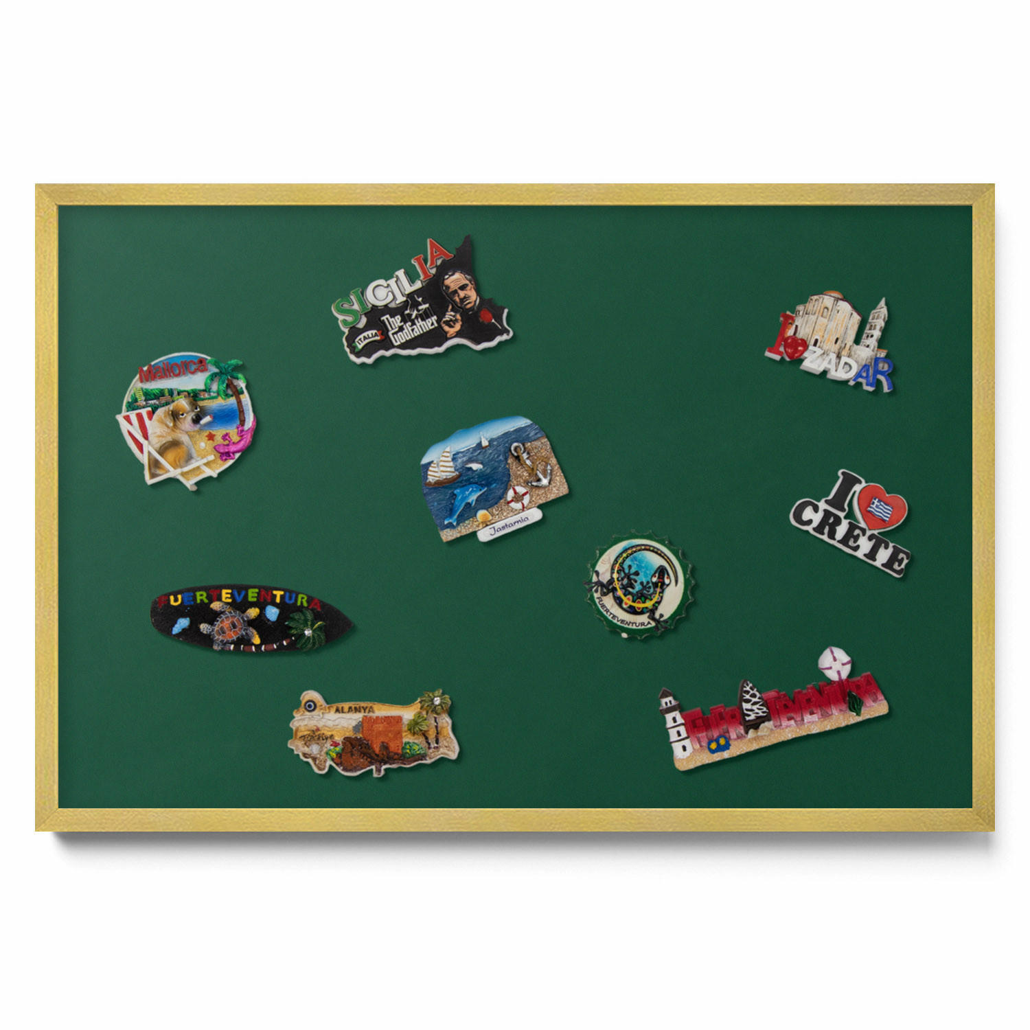 MAGNETTAFEL 60x40 cm Goldener Rahmen Dunkelgrün - Smaragdgrün, Metall (60/50/0.4cm) - TULUP