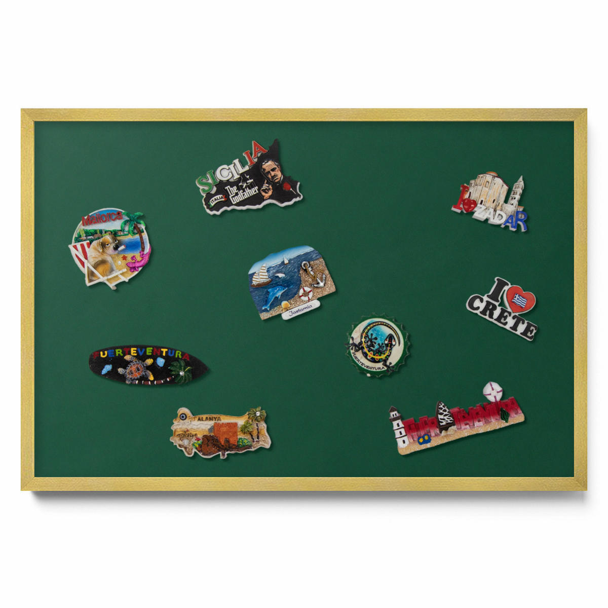 MAGNETTAFEL 60x40 cm Goldener Rahmen Dunkelgrün - Smaragdgrün, Metall (60/50/0.4cm) - TULUP