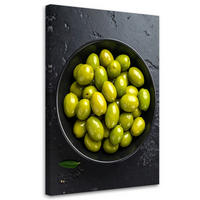 LEINWANDBILD Oliven Früchte in einer Schale 80x120cm - Grün, Textil (80/120cm) - Feeby