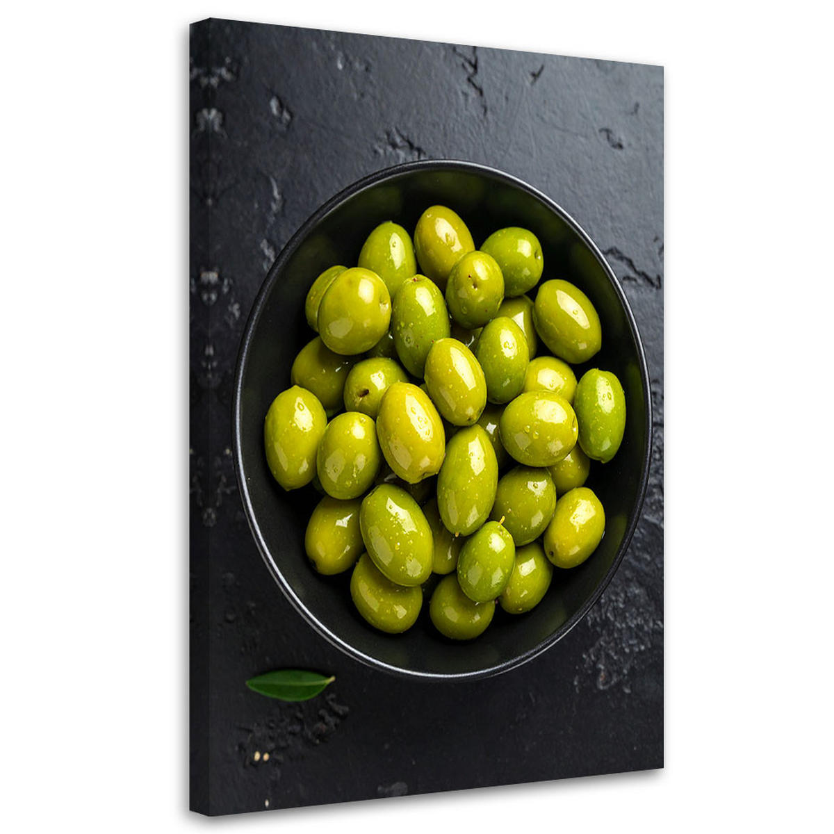 LEINWANDBILD Oliven Früchte in einer Schale 80x120cm - Grün, Textil (80/120cm) - Feeby