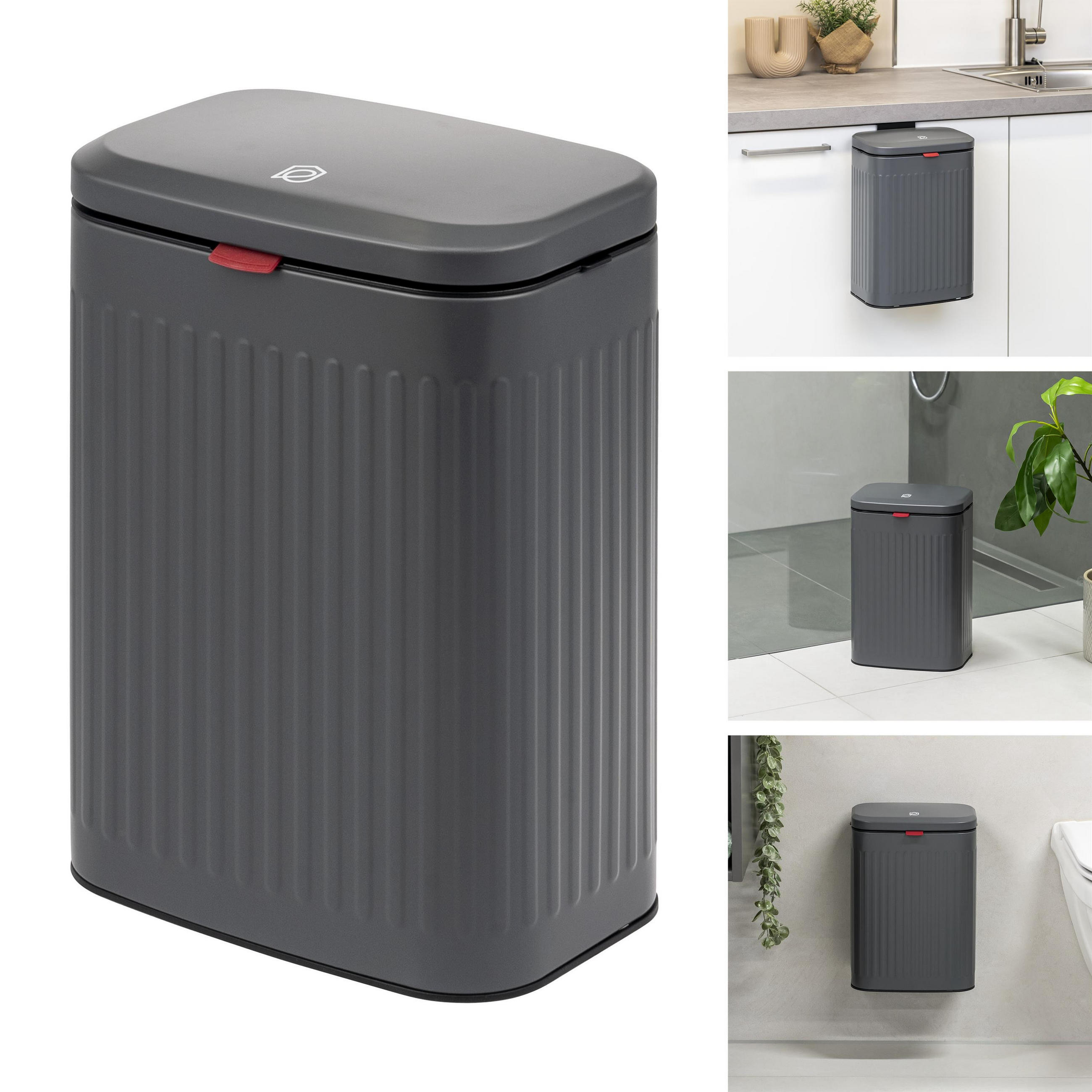 ABFALLEIMER 6 Liter, grau - Grau, Metall (22.5/31/16.5cm) - eluno