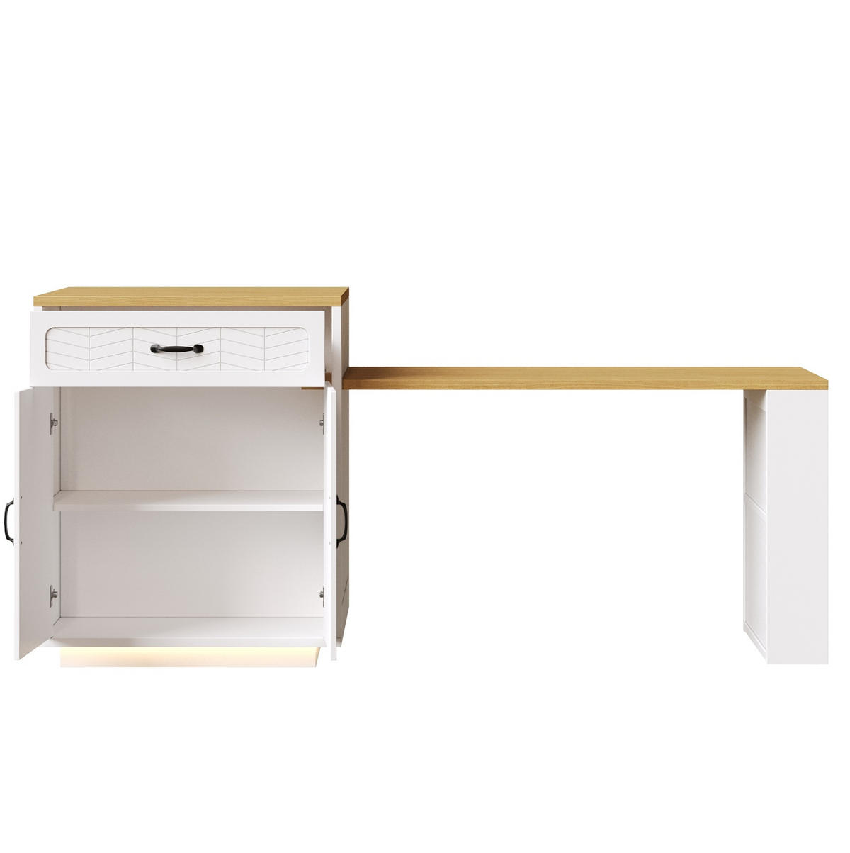 KÜCHENINSEL 80/70/95,5 cm aus MDF/Metall mit ausziehbarem Tisch Weiß - Weiß, Holzwerkstoff (80/95.5/70cm) - Modenvie