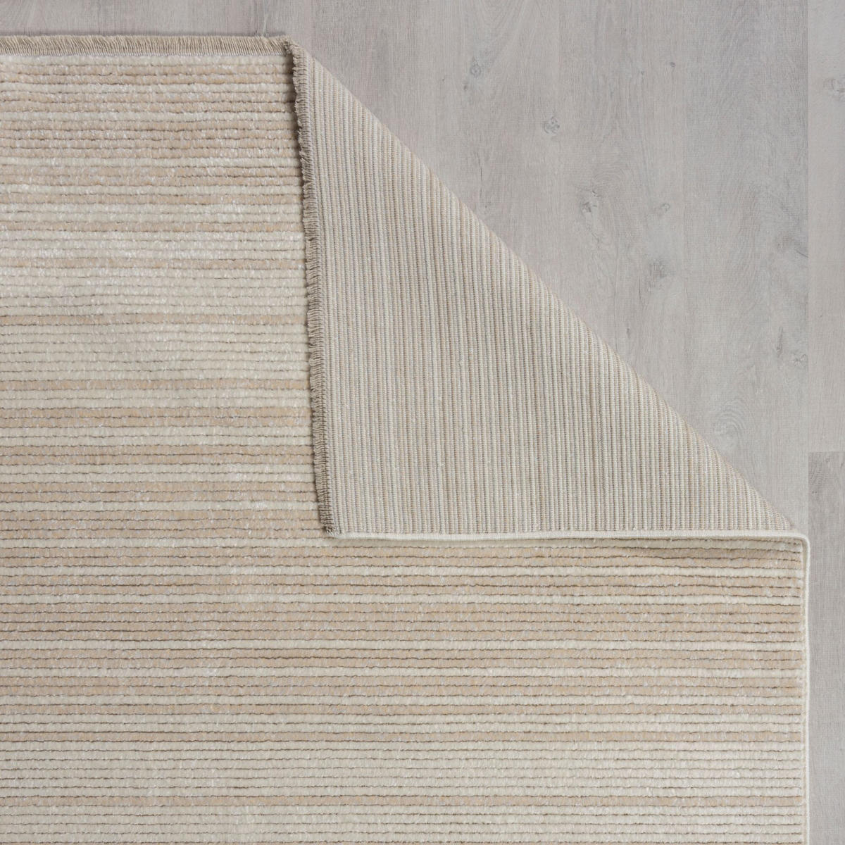 TEPPICH Modern Gestreift, Kurzflor mit Boho-Quasten Beige Läufer 60x230 - Beige, Textil (60/230cm) - KADIMA DESIGN