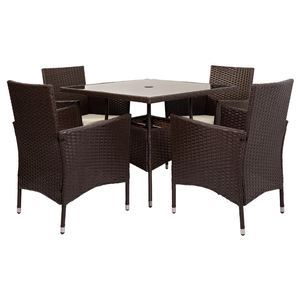 GARTEN-ESSGRUPPE, 5er-Set, dunkelgrau - Braun, Naturmaterialien - Wanderlust