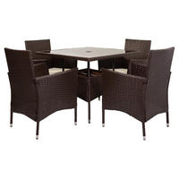 GARTEN-ESSGRUPPE, 5er-Set, dunkelgrau - Braun, Naturmaterialien - Wanderlust