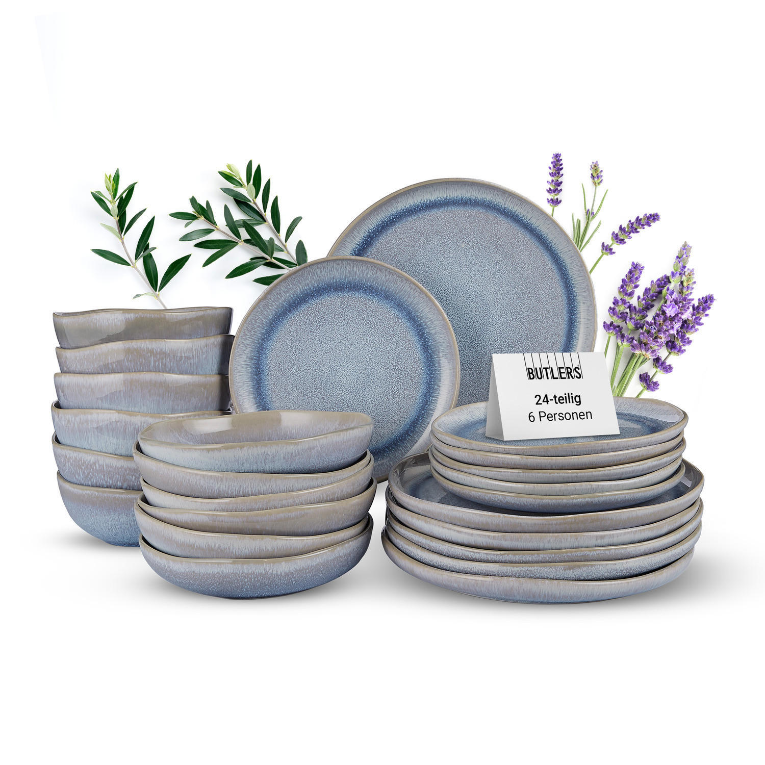 GESCHIRR-SET (24-teilig) Hilda - Hellblau, Keramik (27/3/27cm) - BUTLERS