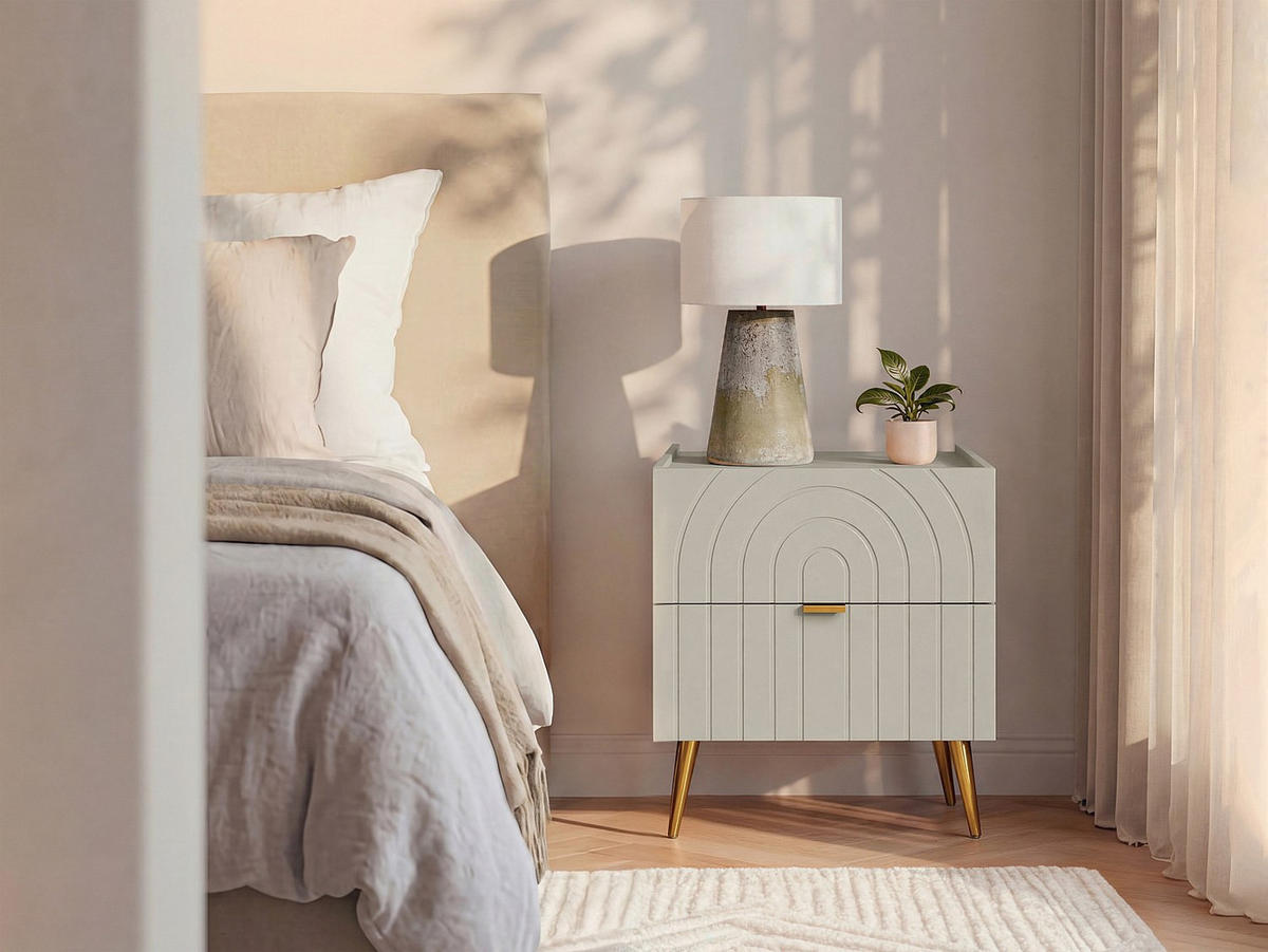 NACHTTISCH - 45 cm x 49.5 cm - Holz, Platte - Beige - NORSIM - Beige, Holz (45/40/49.5cm) - Vente-Unique