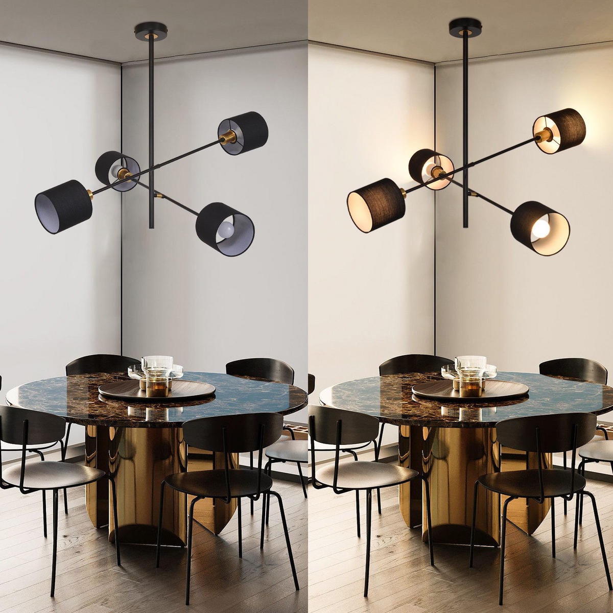 PENDELLEUCHTE Benedict 68/68/85 cm - Schwarz, Metall (68/68/85cm) - ZMH