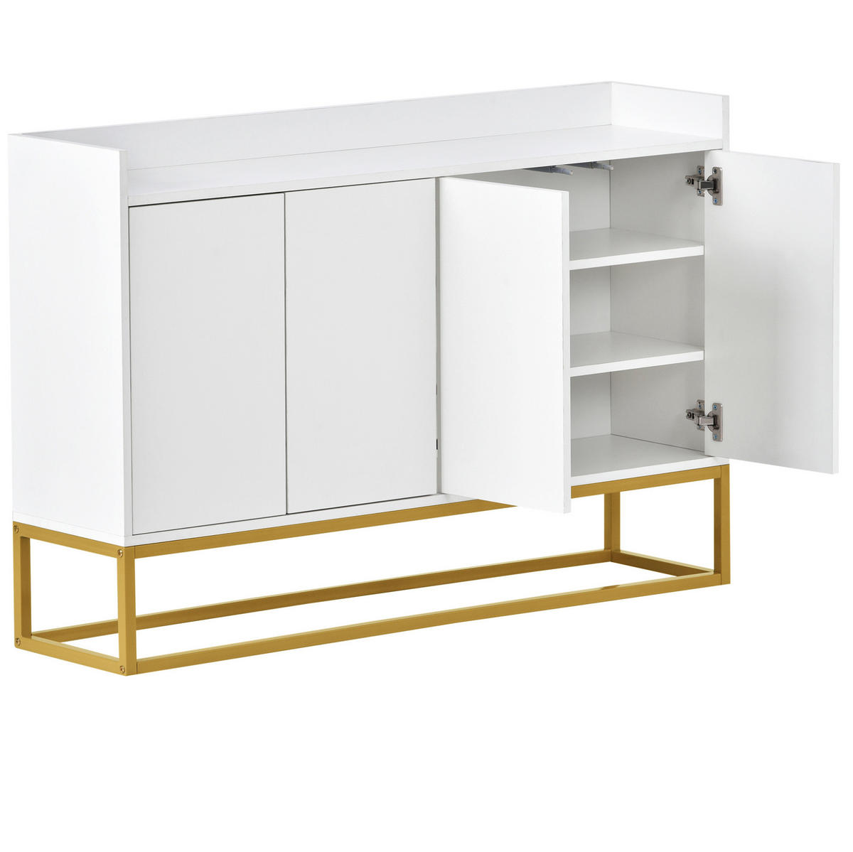 SIDEBOARD grifflos 120 x 30 x 80 cm Weiß 4-türig - Weiß, Holzwerkstoff (120/80/30cm) - Meubliv