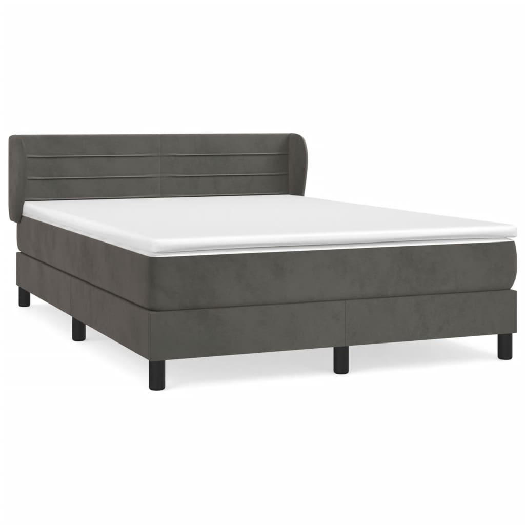 BOXBETT Mit Matratze Dunkelgrau 180/200 Cm Samt - Weiß, Textil (180/200cm) - vidaXL