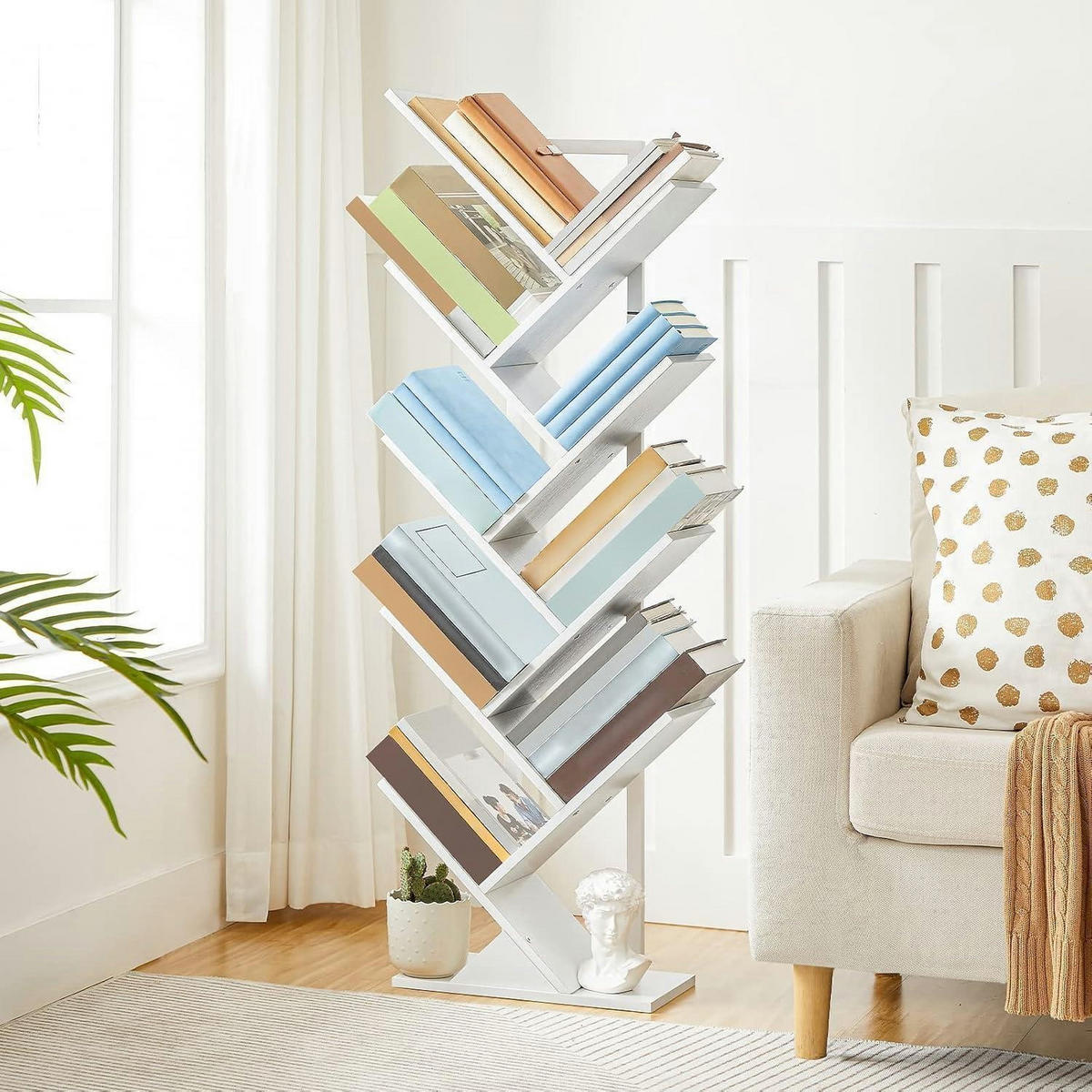 BÜCHERREGAL Baumform Weiß 34 x 20 x 116 cm - Weiß, Holzwerkstoff (34/116/20cm)
