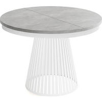 ESSTISCH Naro rund ausziehbar mit Weißem Lamellen-Metallgestell, Grauer Beton 120-200/120/76 cm - Hellgrau/Weiß, Holzwerkstoff/Metall (120/120/76cm) - WFL GROUP