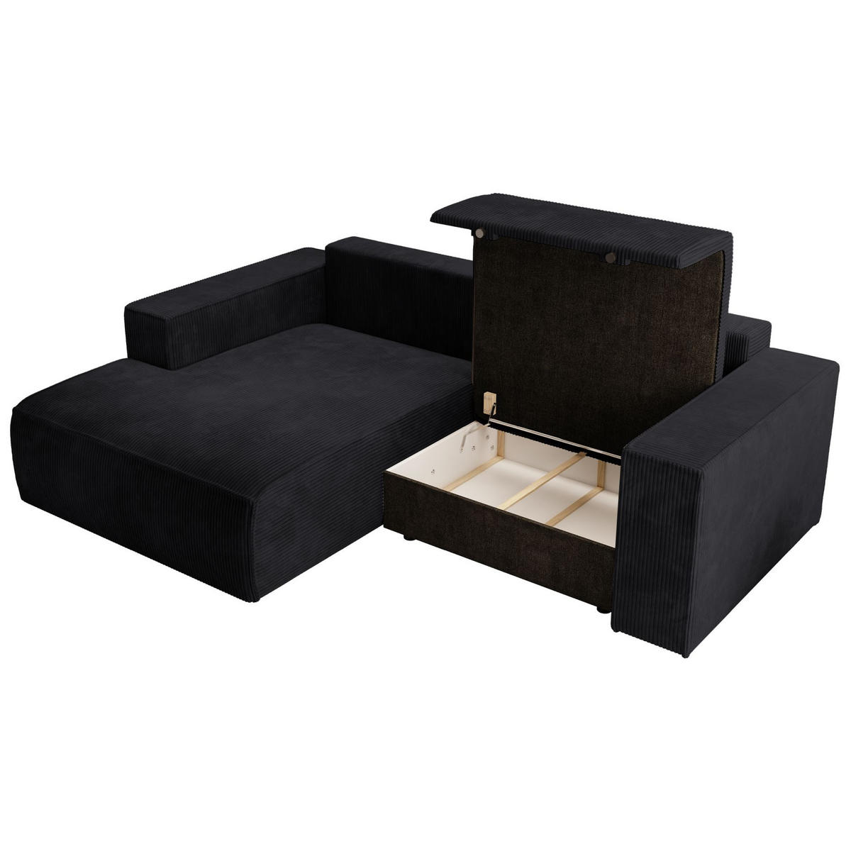 ECKSOFA Farese Mini mit Cordbezug Schwarz, links - Schwarz, Textil (240/167cm) - Selsey