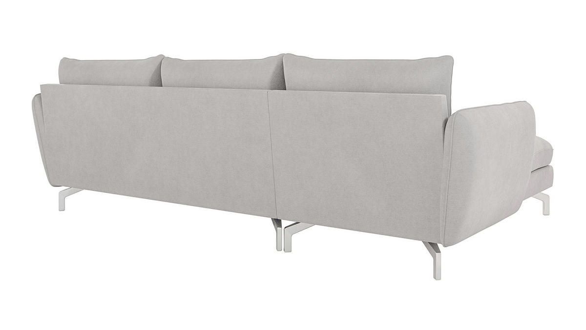 ECKSOFA Elou Silber Microfaser - Chromfarben/Silberfarben, Holz/Textil (261/167cm) - S-Style Möbel