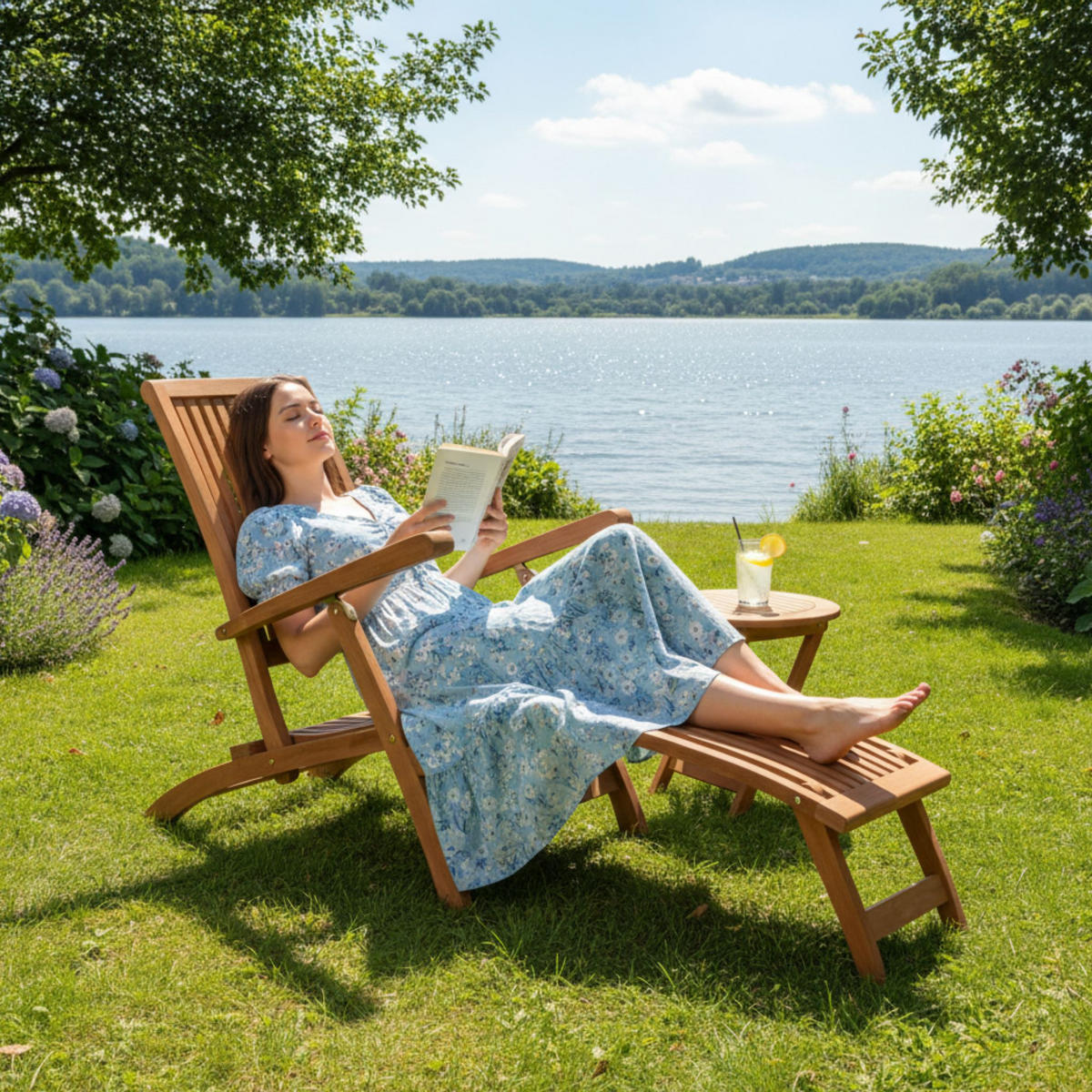 DECKCHAIR Yacht - Naturfarben, Naturmaterialien/Holz (60/93/170cm) - Mr. Deko