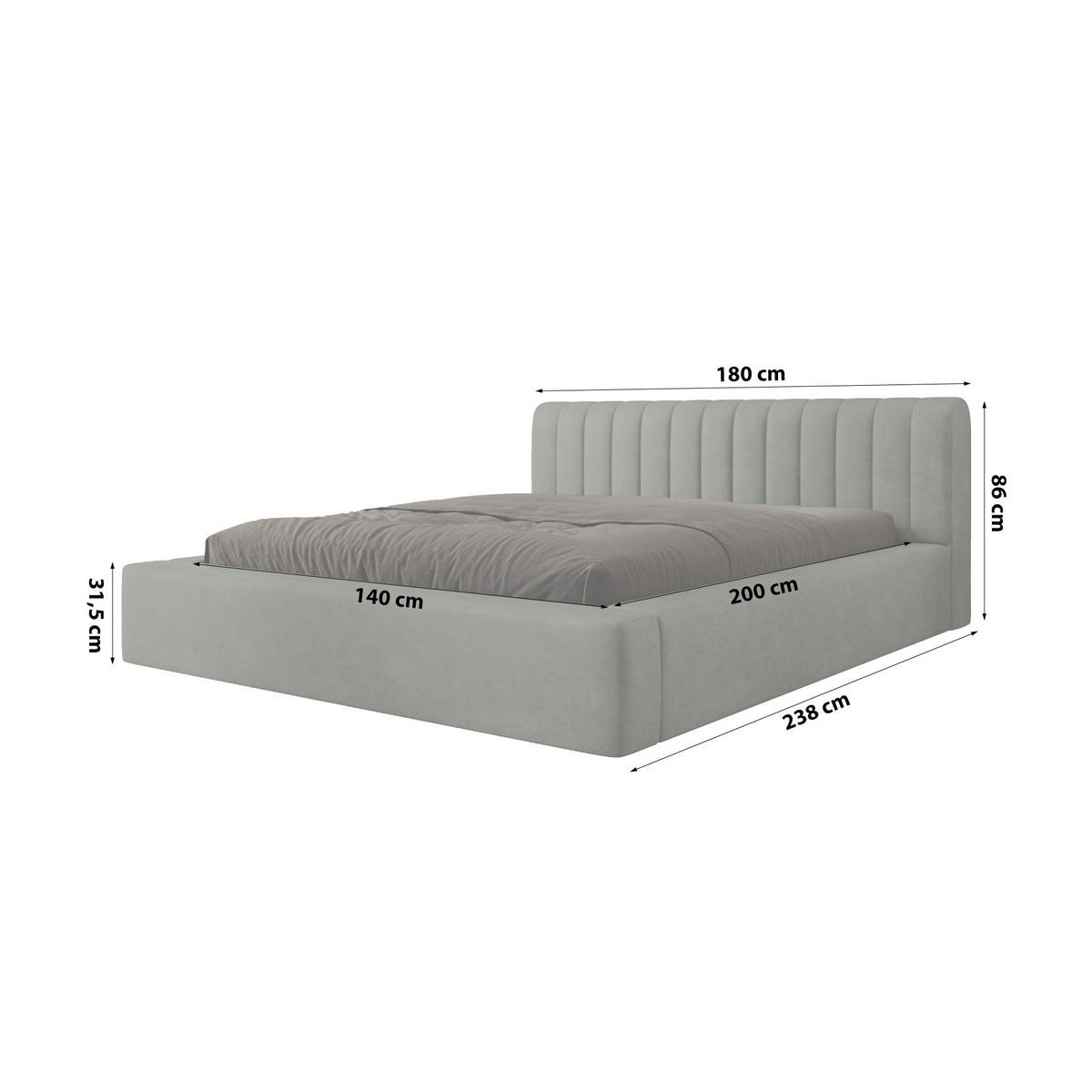 POLSTERBETT aus Polyester Vurmat 140x200 cm, Grün - Waldgrün, Textil (140/200cm) - Fedve