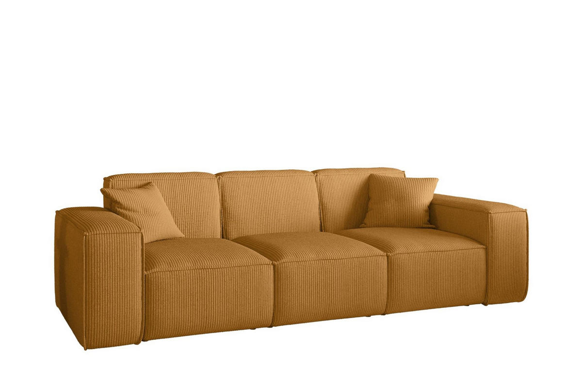 SOFA Celes Premium 3-sitzer Stoff Scala - Currygelb, Holzwerkstoff/Textil (225/73/88cm) - Fun Möbel