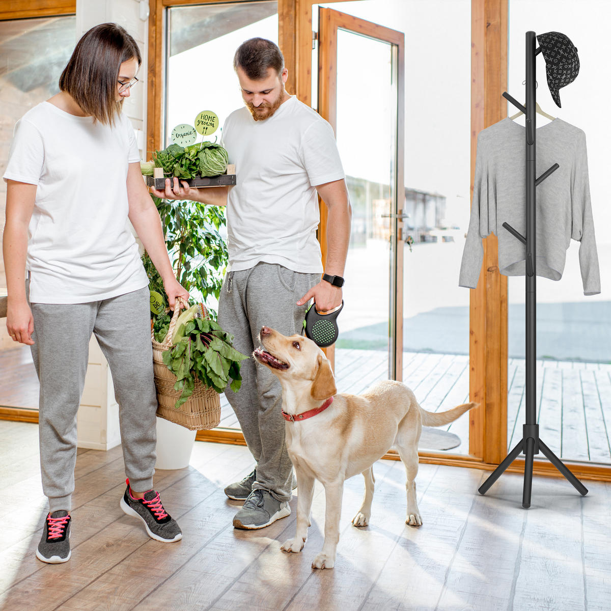 GARDEROBENSTÄNDER - Schwarz, Holz (43.5/173/37cm) - Relaxdays