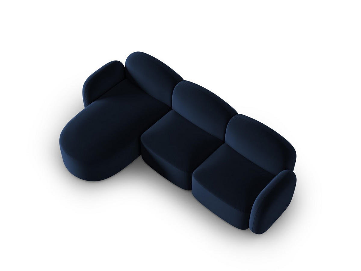 ECKSOFA links Blair aus Samt königsblau 4 Sitzplätze - Blau, Textil (155/272cm) - Micadoni