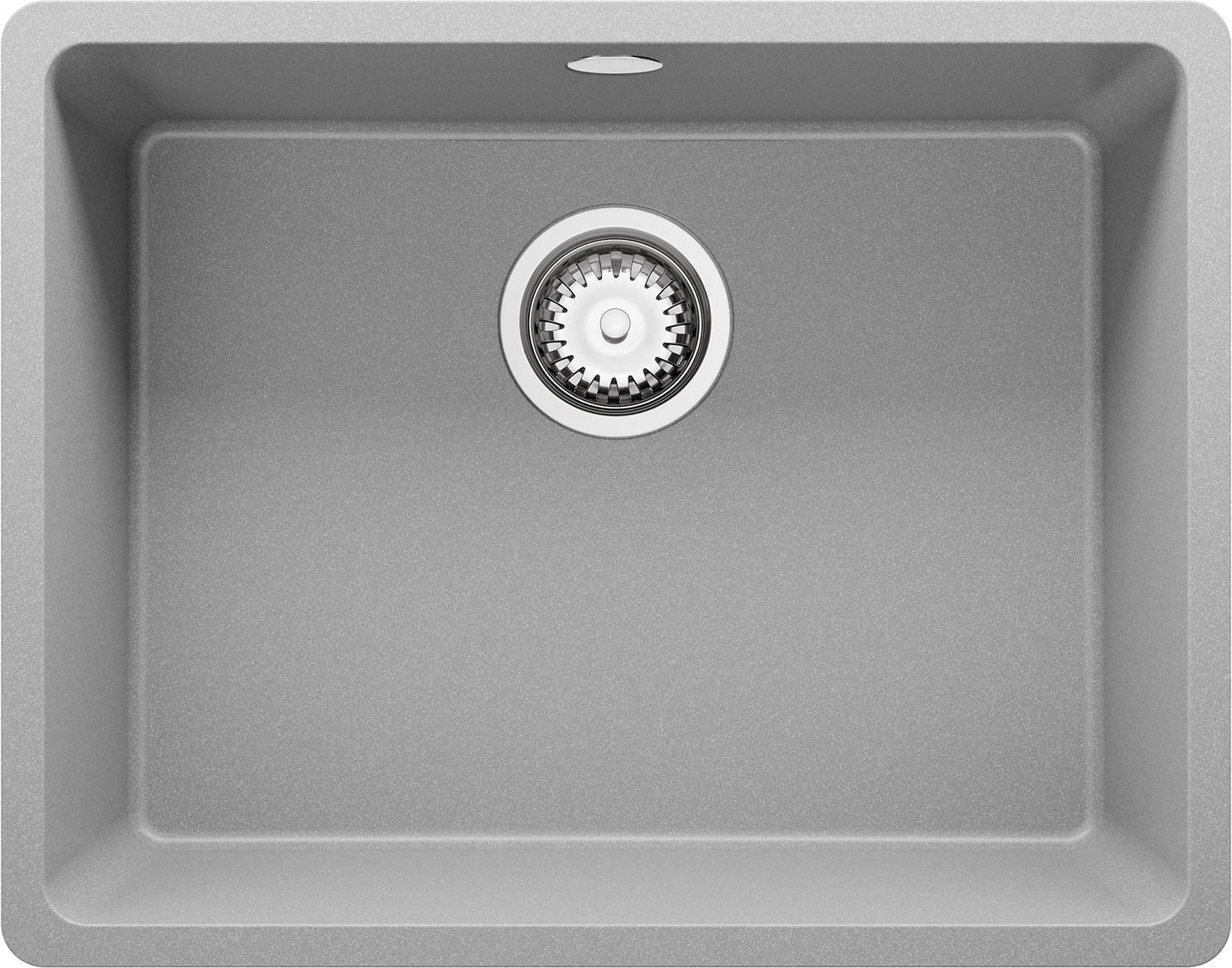 SPÜLBECKEN Venedig Slim Easy, 2-er set Grau 56/44 cm 1 Becken + Ablauf-Set ab 60er Unterschrank - Chromfarben/Grau, Kunststoff (56/20/44cm) - Primagran