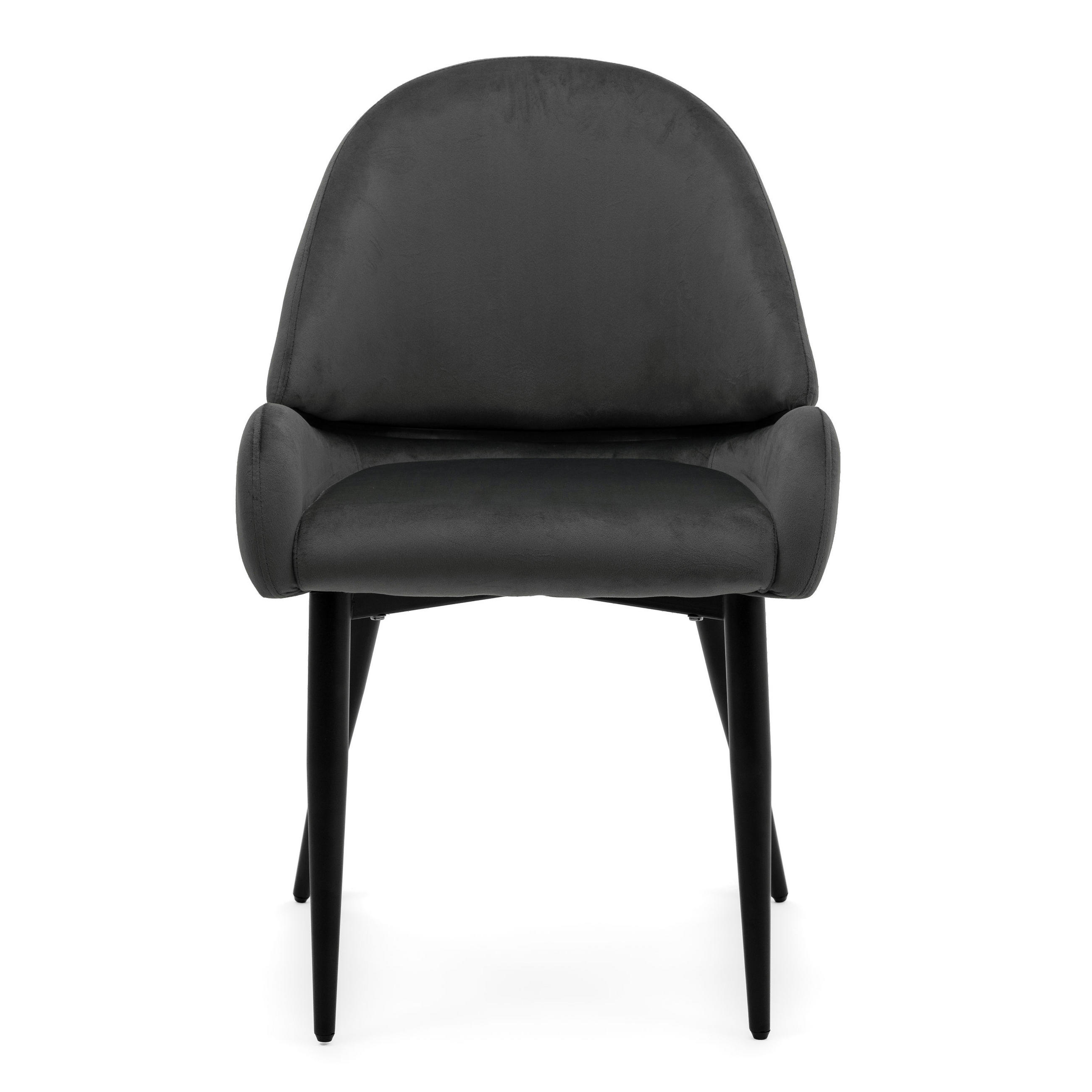 STUHL BERGAMO gepolsterter mit Steppung - grau - Samt Velour - Schwarz/Grau, Textil/Metall (56/91/61cm) - NEW HOME