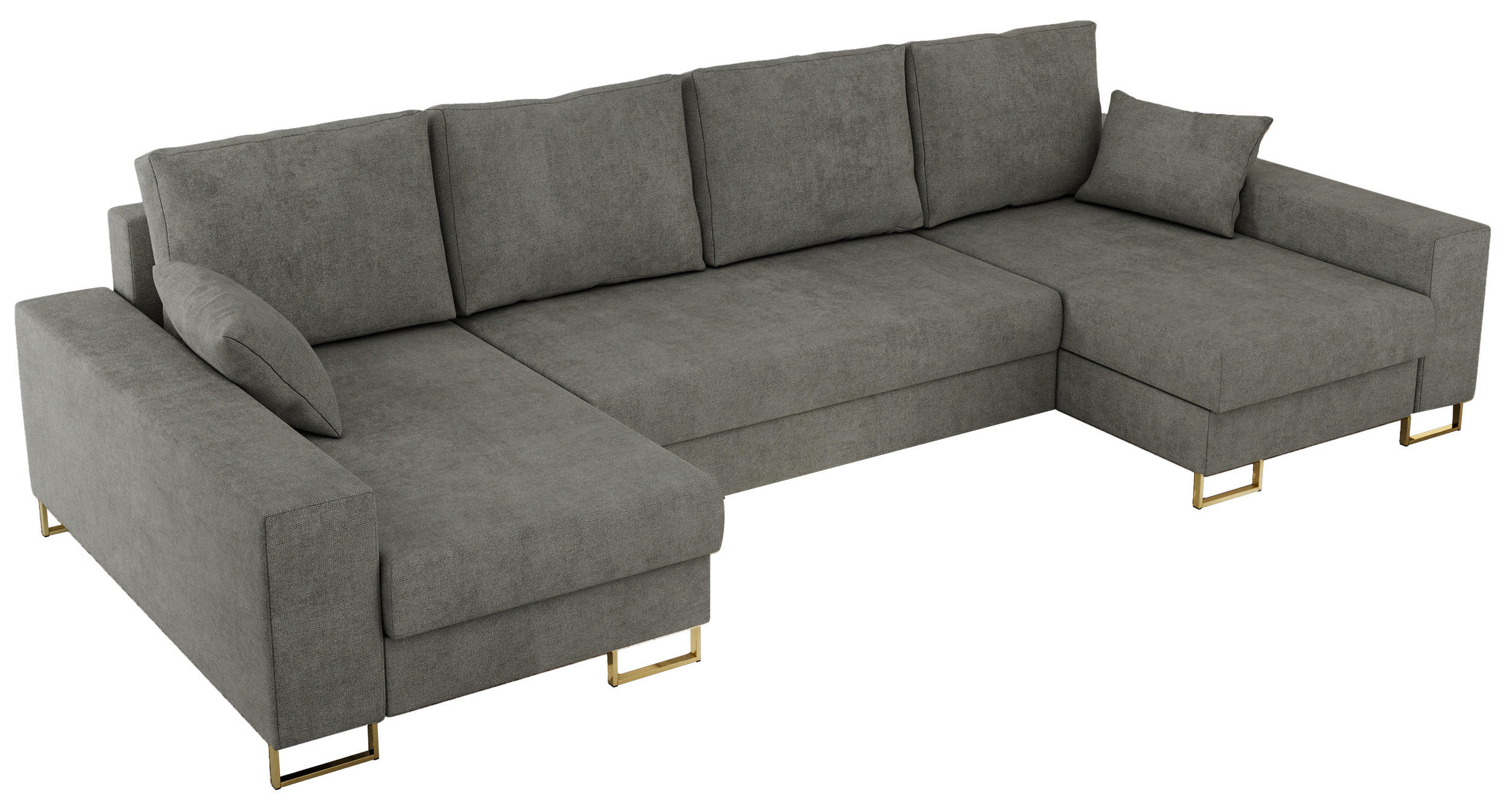 WOHNLANDSCHAFT DORIAN U Struktur Grau - Goldfarben/Grau, Textil/Metall (312/95/138cm) - MKS